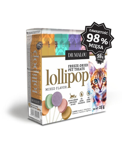 DR MALOU Lollipop Mixed Flavor Gefriergetrocknete Fleischlutscher für Katzen  25g (15 St.)