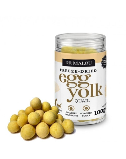 DR MALOU Gefriergetrocknetes Wachteleigelb Leckerli für Hunde und Katzen 100g