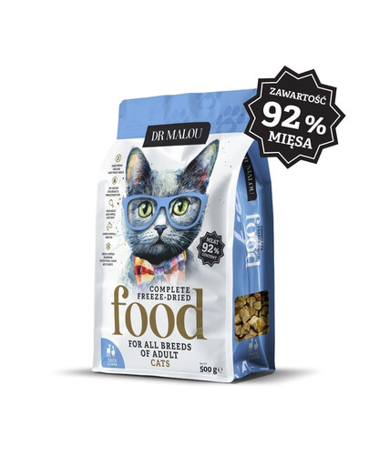 DR MALOU Gefriergetrocknetes Katzenfutter mit Ente und Lamm, 500 g