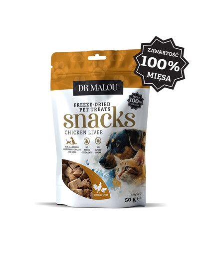 DR MALOU Gefriergetrocknete Hühnerleber 50 g Leckerli für Hunde und Katzen