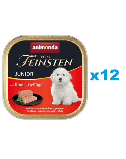 ANIMONDA vom Feinsten Junior Nassfutter mit Rind und Geflügel für Junior Welpen 12x150g