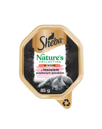 SHEBA Nature’s Collection Nassfutter mit Lachs und Erbsen in Soße für adulte Katzen 22x85g