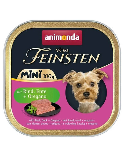 ANIMONDA Vom Feinsten Nassfutter mit Rind, Ente und Oregano für kleine Hunderassen 100g