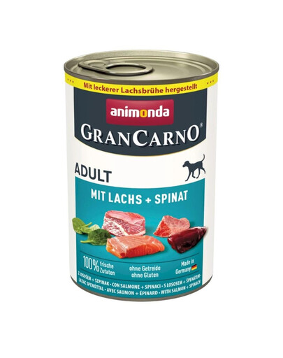 ANIMONDA GranCarno Nassfutter mit Lachs und Spinat für adulte Hunde getreidefrei 24x400g