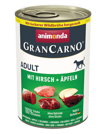 ANIMONDA GranCarno Nassfutter mit Hirsch und Apfel für adulte Hunde getreidefrei 24x400g