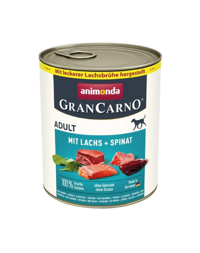 ANIMONDA GranCarno Nassfutter mit Lachs und Spinat für adulte Hunde getreidefrei 24x800g