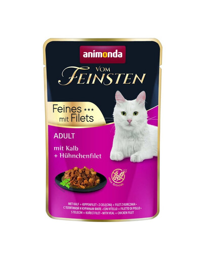 ANIMONDA Vom Feinsten Fines mit Filets Nassfutter mit Kalb und Hähnchenfilet für adulte Katzen 85g