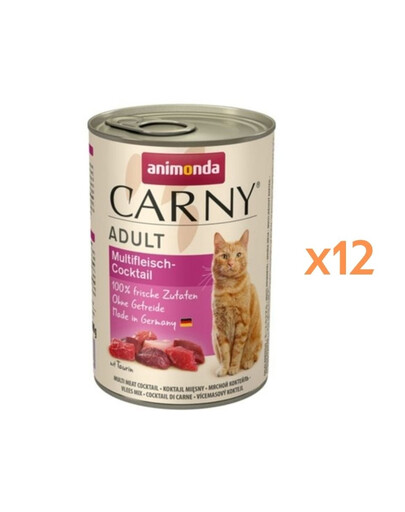 ANIMONDA Carny Nassfutter mit Fleischcocktail für adulte Katzen getreidefrei 12x85 g