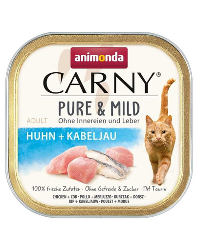 ANIMONDA Carny Pure & Mild Nassfutter mit Huhn und Kabeljau für adulte Katzen getreidefrei 100g