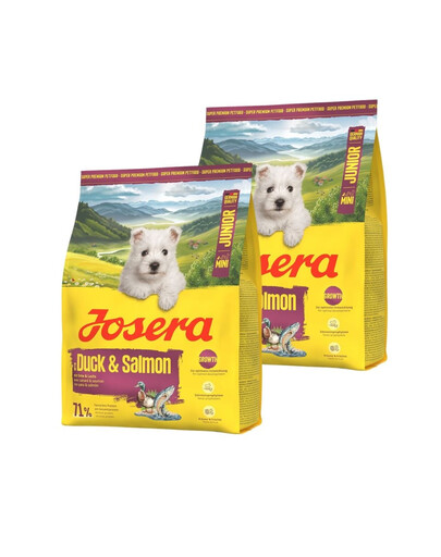JOSERA Duck and Salmon Junior Mini für die gesunde Entwicklung von Welpen kleiner Rassen 2x900g