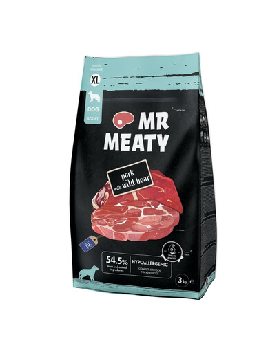 MR MEATY Pork with Wild Boar Trockenfutter mit Schweinefleisch mit Wildschwein für adulte Hunde XL hypoallergen 3 kg