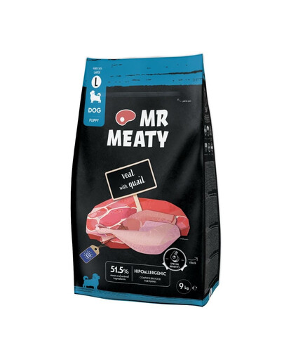MR MEATY Veal with Quail Trockenfutter mit Kalb und Wachtel für Welpen L hypoallergen 9 kg