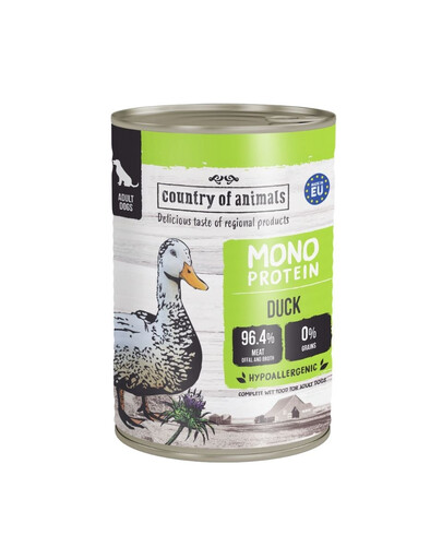 COUNTRY OF ANIMALS Nassfutter Monoprotein Ente für adulte Hunde 400g