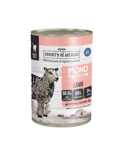 COUNTRY OF ANIMALS Nassfutter Monoprotein mit Lamm für adulte Katzen 400g