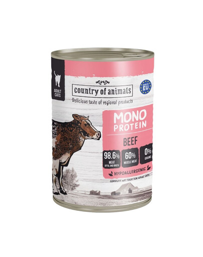 COUNTRY OF ANIMALS Nassfutter Monoprotein Rind für adulte Katzen 400g