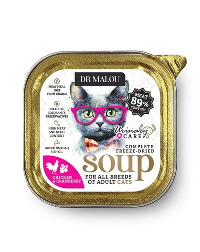 DR MALOU Gefriergetrocknete Suppe Huhn mit Cranberry Urinary für Katzen getreidefrei 12g