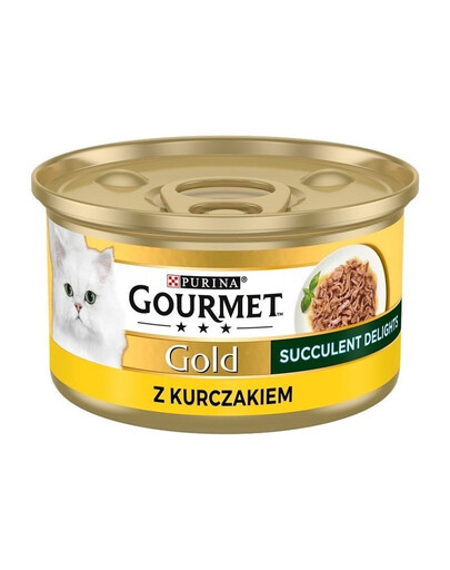 GOURMET Gold Succulent Delights Nassfutter mit Huhn für adulte Katzen 12x85g