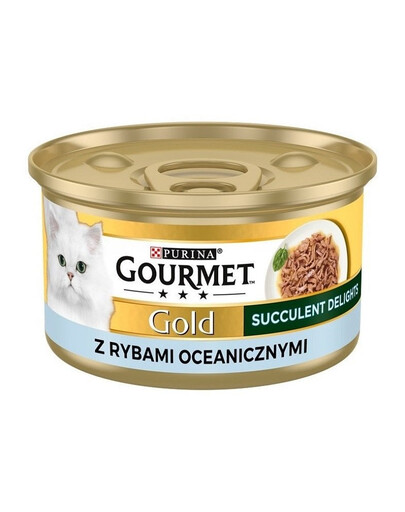 GOURMET Gold Succulent Delights Nassfutter mit Meeresfisch für adulte Katzen 12x85g