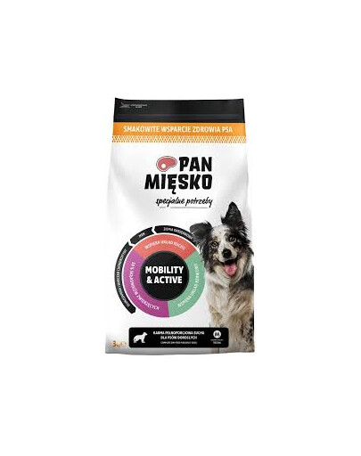 PAN MIĘSKO Mobility and Active Trockenfutter mit Schweinefleisch für adulte Hunde M 3 kg
