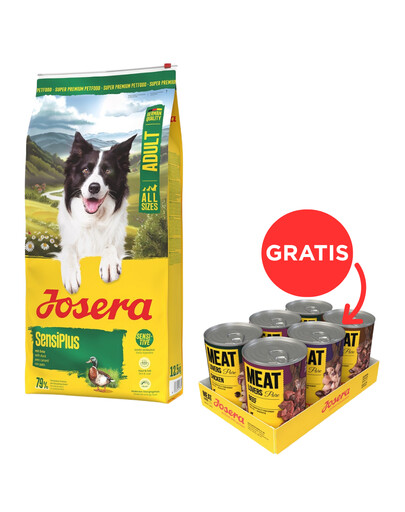 JOSERA SensiPlus 12,5kg + JOSERA Meat Lovers Pure 6x400g GRATIS