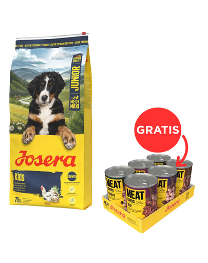 JOSERA Junior Kids 12,5kg + JOSERA Meat Lovers Pure 6x400g GRATIS