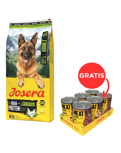JOSERA High Protein Adult Chicken 12,5kg + JOSERA Meat Lovers Pure 6x400g GRATIS