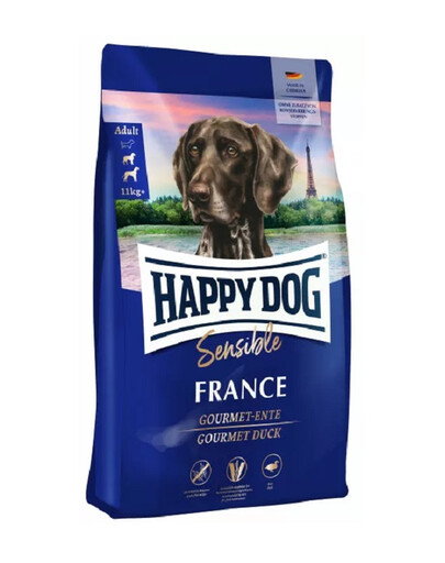 HAPPY DOG Sensible France Trockenfutter mit Ente für adulte Hunde mittlerer und großer Rassen 22kg (2x11 kg)