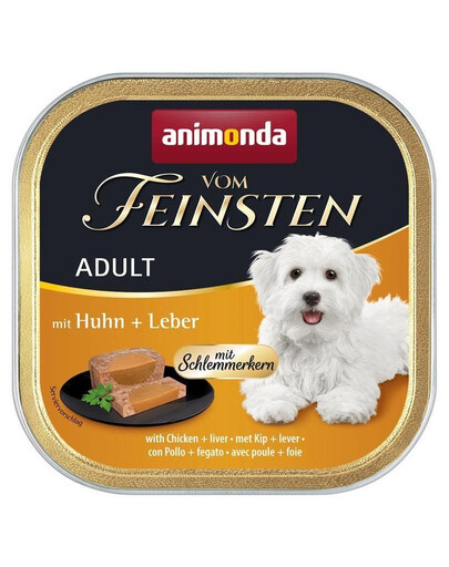 ANIMONDA Vom Feinsten Adult Nassfutter mit Huhn und Leber Pastete für Hunde 12x150g