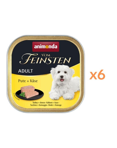 ANIMONDA Vom Feinsten Nassfutter mit Pute und Käse für adulte Hunde 6x150g