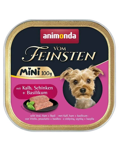 ANIMONDA Vom Feinsten Nassfutter mit Kalbfleisch, Schinken und Basilikum für kleine Hunderassen 6x100g