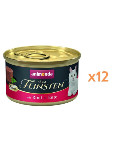 ANIMONDA Vom Feinsten Nassfutter mit Rind und Ente Mousse für adulte Katzen getreidefrei 12x85g