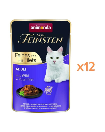 ANIMONDA Vom Feinsten Fines mit Filets Nassfutter mit Wild und Putenfilet für adulte Katzen 12x85g