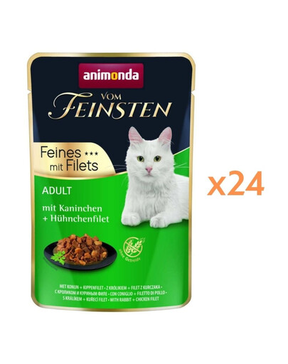 ANIMONDA Vom Feinsten Fines mit Filets Nassfutter mit Kaninchen und Hähnchenfilet für adulte Katzen 24x85g