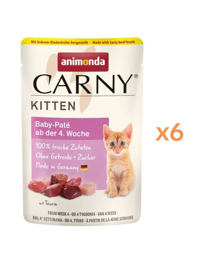 ANIMONDA Carny Kitten Nassfutter Baby-Pate mit Rind und Huhn getreidefrei 6x85g