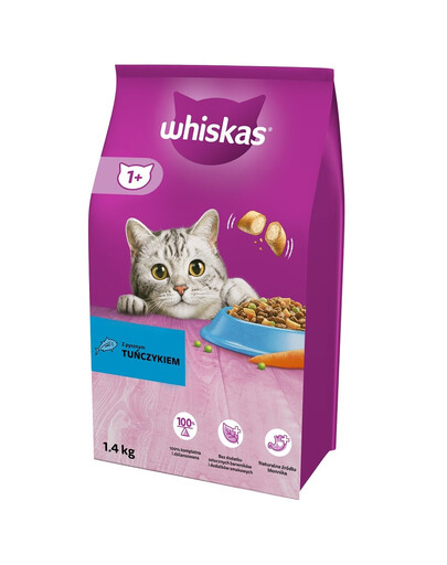 WHISKAS Adult Trockenfutter mit Thunfisch für adulte Katzen 3x1,4 kg