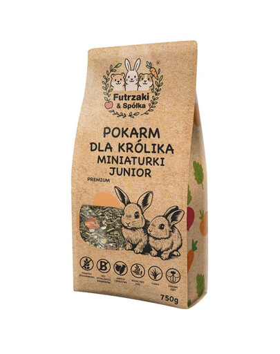 KUCHNIA SZEFA Futrzaki und Spółka Getreidefreies Futter für Miniaturkaninchen Junior 750g