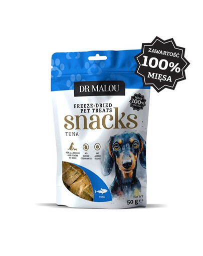 DR MALOU gefriergetrockneter Thunfisch Fleischwürfel Snacks für Hunde 2x50g