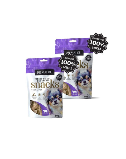 DR MALOU gefriergetrocknete Rinderleber Snacks für Hunde 2x50g