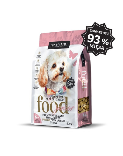 DR MALOU Puppies Gefriergetrocknete Ente mit Ziegenmilch und Eigelb Trockenfutter für Welpen 2x500 g