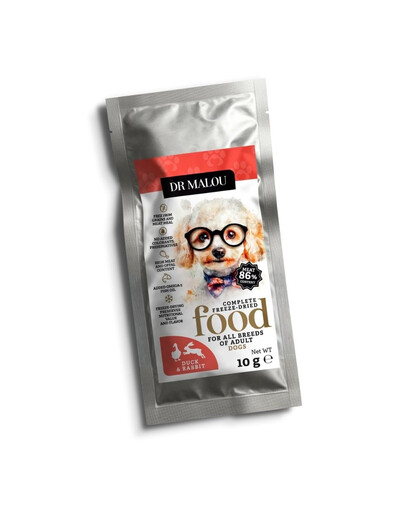 DR MALOU Gefriergetrocknete Ente mit Kaninchen Trockenfutter für Hunde 2x10 g