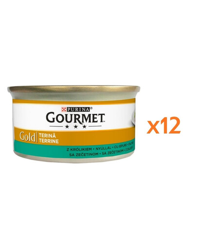 GOURMET Gold Nassfutter Pastete mit Kaninchen für adulte Katzen 12x85 g