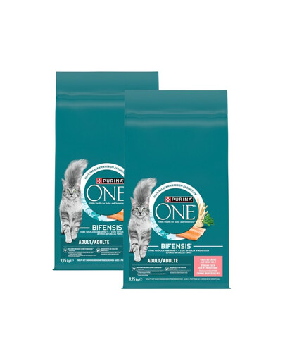 PURINA ONE Bifensis Adult Cat Salmon and Wheat Lachs und Weizen, Trockenfutter für Katzen 19,5kg (2x9,75 kg)