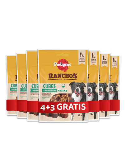 PEDIGREE Ranchos Cubes 7 x 70 g karma uzupełniająca dla dorosłych psów z kaczką
