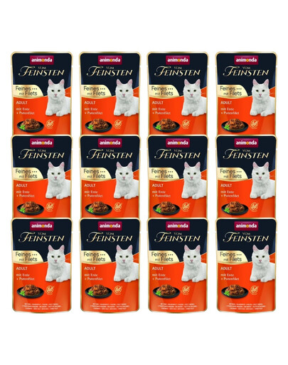 ANIMONDA Vom Feinsten Fines mit Filets Nassfutter mit Ente und Putenfilet für adulte Katzen 12x85g