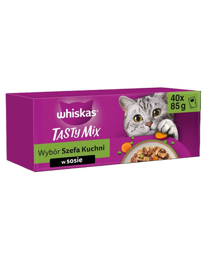 WHISKAS Adult Tasty Mix Nassfutter in Soße für adulte Katzen 4 x 40x85 g