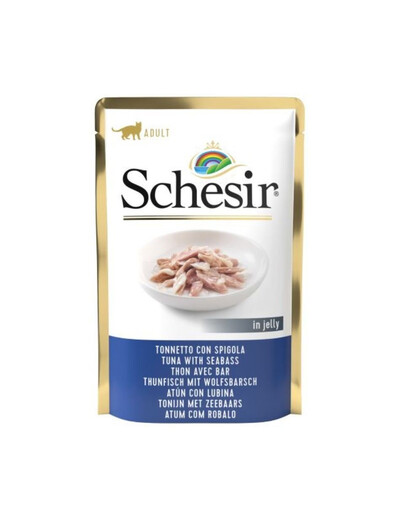 SCHESIR Nassfutter Thunfisch mit Seebarsch in Gelee für Katzen 6x85 g