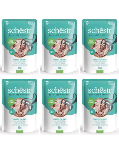 SCHESIR Nassfutter Thunfisch mit Dorade in Gelee für Katzen 6x85 g