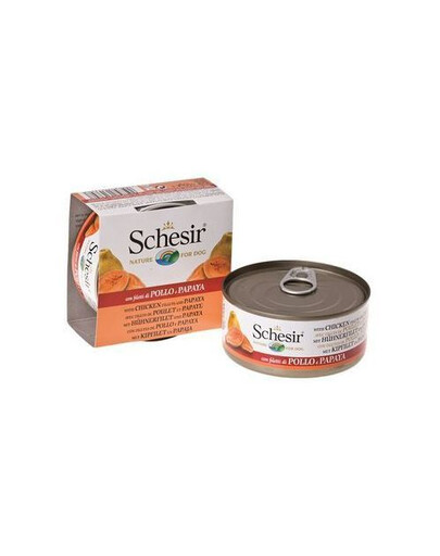 SCHESIR Nassfutter Hähnchen mit papaya für adulte Hunde 6x150 g