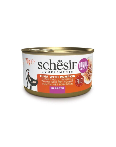 SCHESIR Nassfutter Thunfisch mit Kürbis in Brühe für Katzen 12x70 g