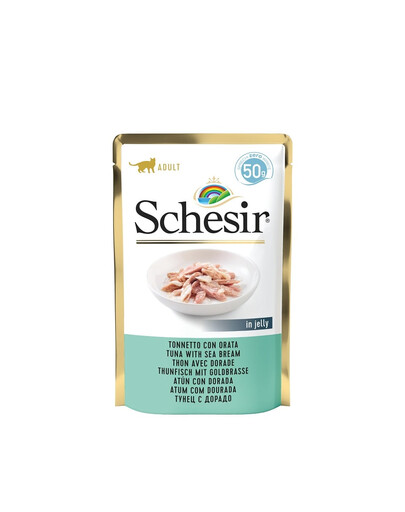 SCHESIR Nassfutter Thunfisch mit Goldbrasse für adulte Katzen 6x50g
